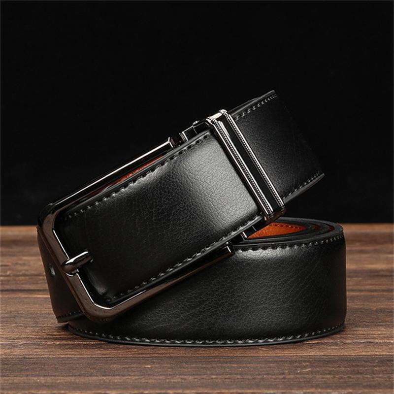

Belts High Quality Cowhide Genuine Leather Men Pin Buckle Jeans Waistband Male Black Brown Two Sides Pure Color Belt All-match