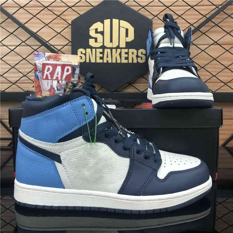 

2020 Top New Arrival jumpman 1 1s High Travis Fearless Obsidian UNC Mens Women Basketball shoes Banned Bred Toe Chicago Men Sport Shoes, Color 11