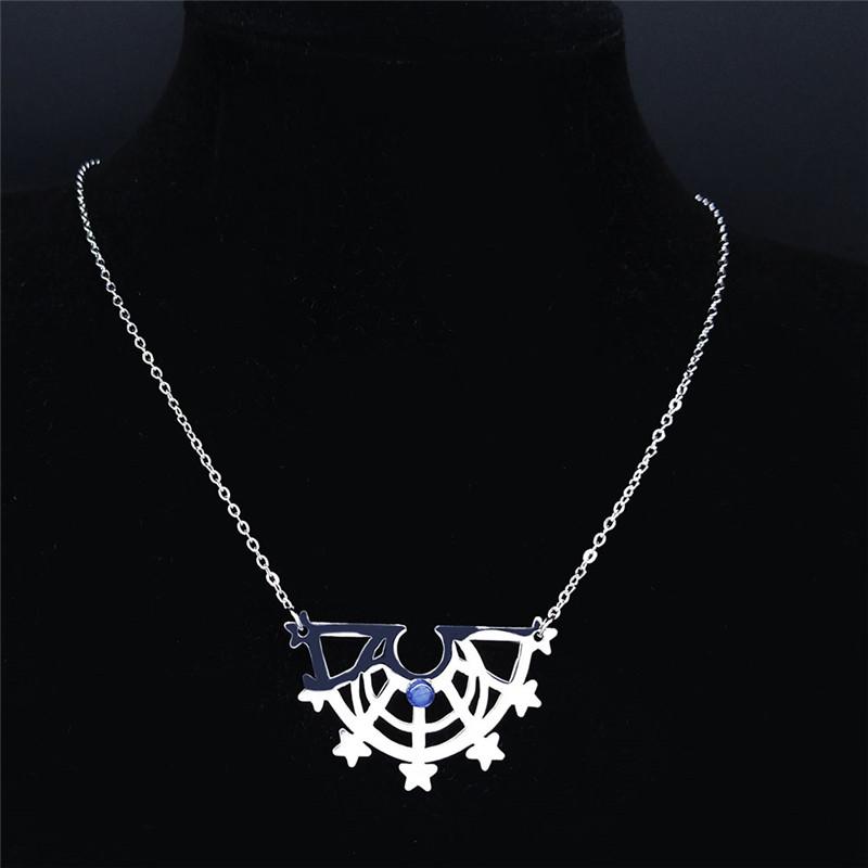 

Pendant Necklaces Wicca Moon Spider Web Pentagram Opal Stainless Steel Women/Men Silver Color Chain Jewelry Bijoux Femme NXS02