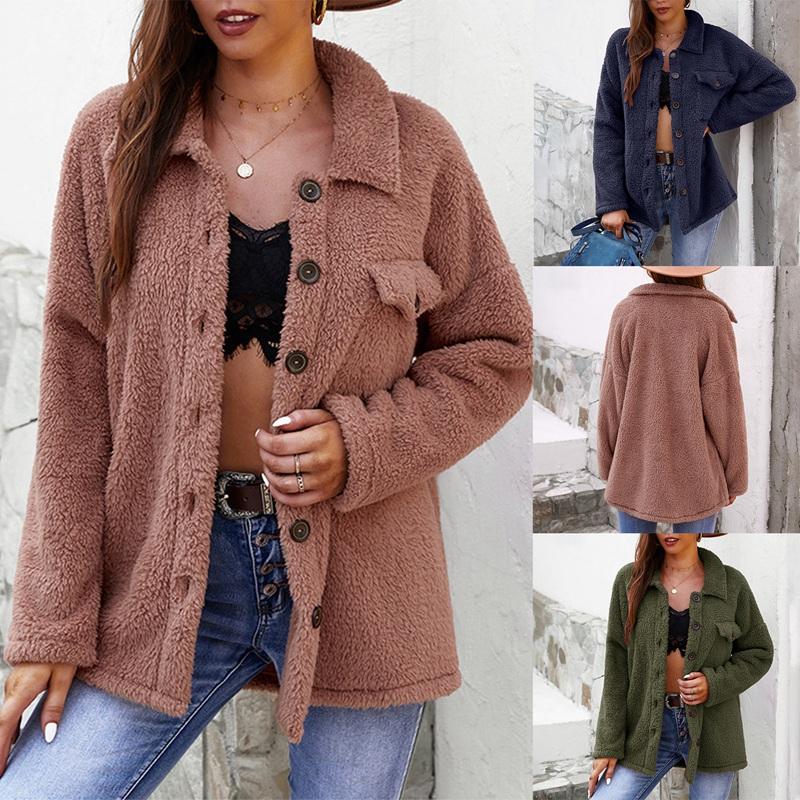 

Women's Jackets Plush Coat Top Casual Lapel Fleece Fuzzy Faux Shearling Zipper Teddy Oversized Outerwear, Black;brown