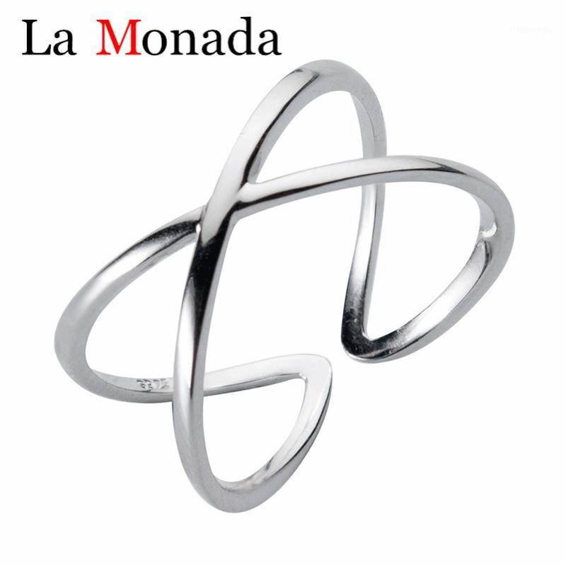 

Cluster Rings Stamp 925 Solid Silver X Hollow Cross Open Ring Fashion Sizable Finger Jewelry Gift For Women Girls, Golden;silver