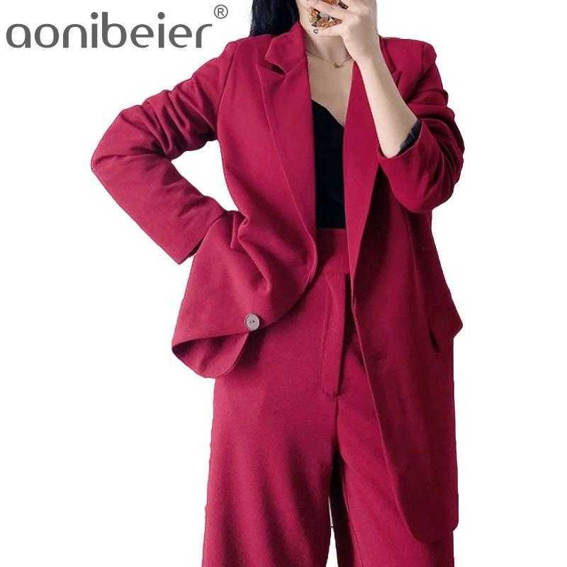 

Ladies Suit Spring Fashion Style Slim Casual Long-Sleeved Top + Five-Point Pants Temperament Trendy 210604, Red short