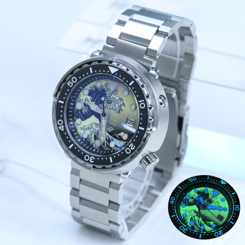 

Tuna Dive Watches Men Automatic Mechanical Watch Sapphire NH35 Diver C3 Luminous Diving Man Wristwatches, 5-steel-logo