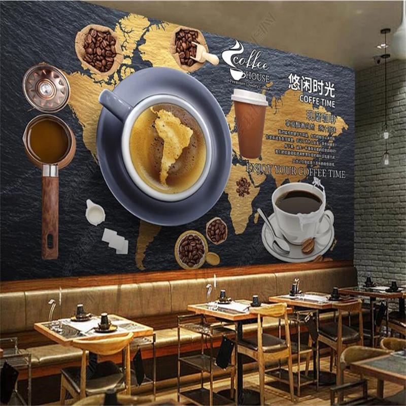 

Wallpapers Retro Coffee Shop Cafe Background Wall Paper Papel De Parede 3d Restaurant Bar Industrial Decor Mural Wallpaper, Canvas material