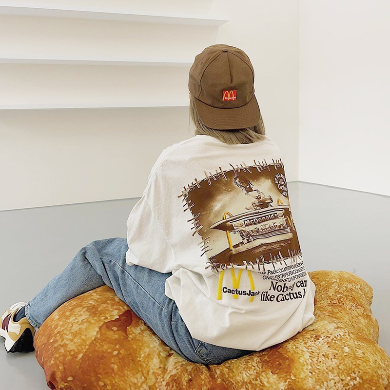 

Travis Scott cactus Jack m joint portrait restaurant foam print short sleeve T-shirt DGGK, White;black