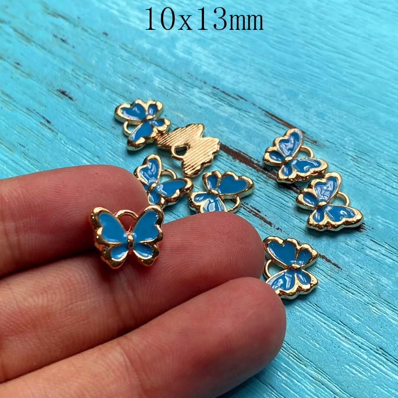 

Charms 18pcs Blue Drop Oil Butterfly Pendants Antique Gold Tone Jewelry Making DIY WomenNecklace Bracelet Handmade Crafts, Bronze;silver