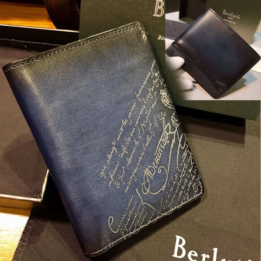 

mens Short Wallet Handmade Makore Scritto Swipe Leather Wallets, Red;black