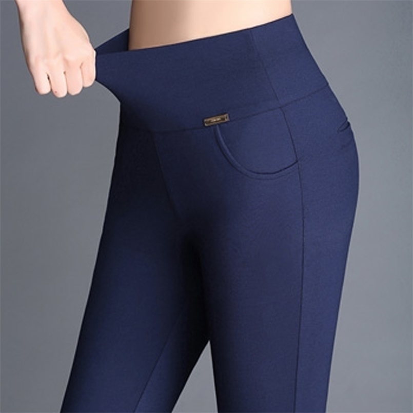 

Plus Size Legging High Waist Skinny Pencil Pants Trousers Sexy Femme Push Up Elastic Bodycon Workout 211108, Black calf length