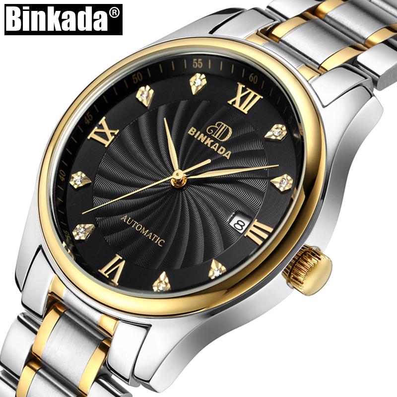 

Top Brand Men Mechanical Watch Automatic Date Casual Luxury Clock Male Crystal Marker Reloj Hombre Relogio Masculino Wristwatches, Gold gold