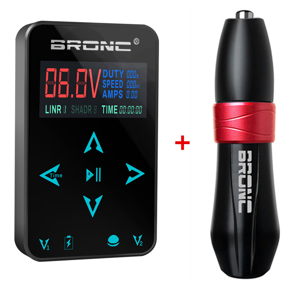 

Classic Pro Set Origin BRONC V7 V10 Rotary Tattoo Machine Pen With LED Digital Power Supply