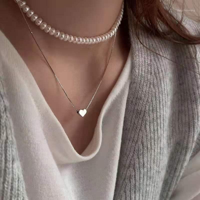 

Chains Minimalist Cute Love Pendant Necklace For Women Silver Color 2021 Vintage Metal Chain Necklaces Geometry Chokers Jewelry Gift