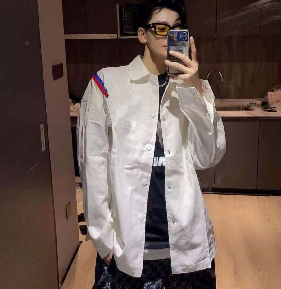 

Designer brand shirt autumn winter new joint men's embroidery badge color fashion trend sports stitching long sleeve men and women with, White;black
