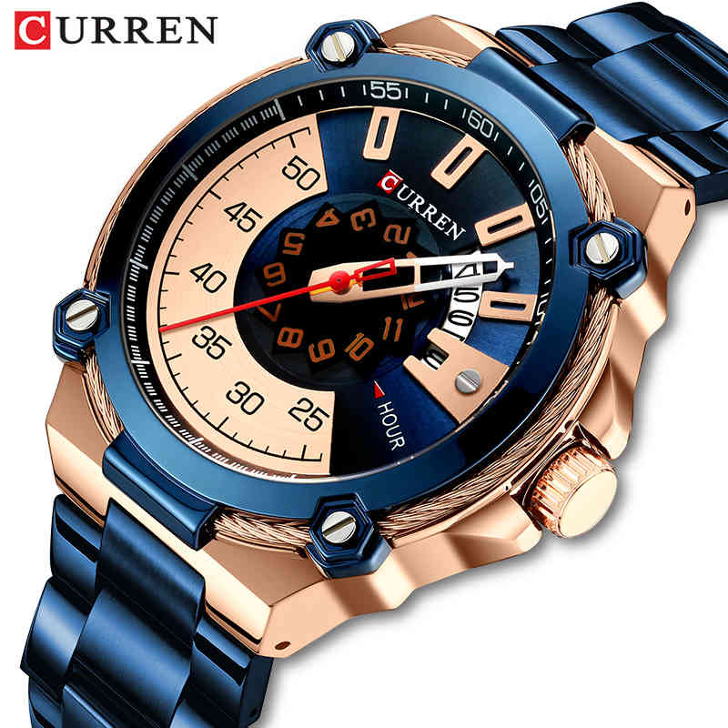 

CURREN Mens Watches Top Luxury Brand Men Waterproof Quartz Wrist Watch Stainless Steel Auto Date Male Clock Sports Watch 210517, Silver black