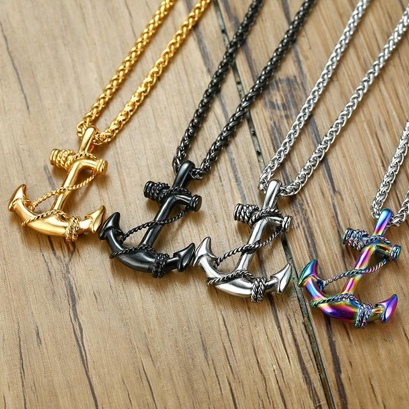 

Chains Stainless Steel Sea Anchor Sailor Man Men Necklaces Chain Pendants Punk Rock Hip Hop Unique For Male Boy Fashion Jewelry Gift, Silver