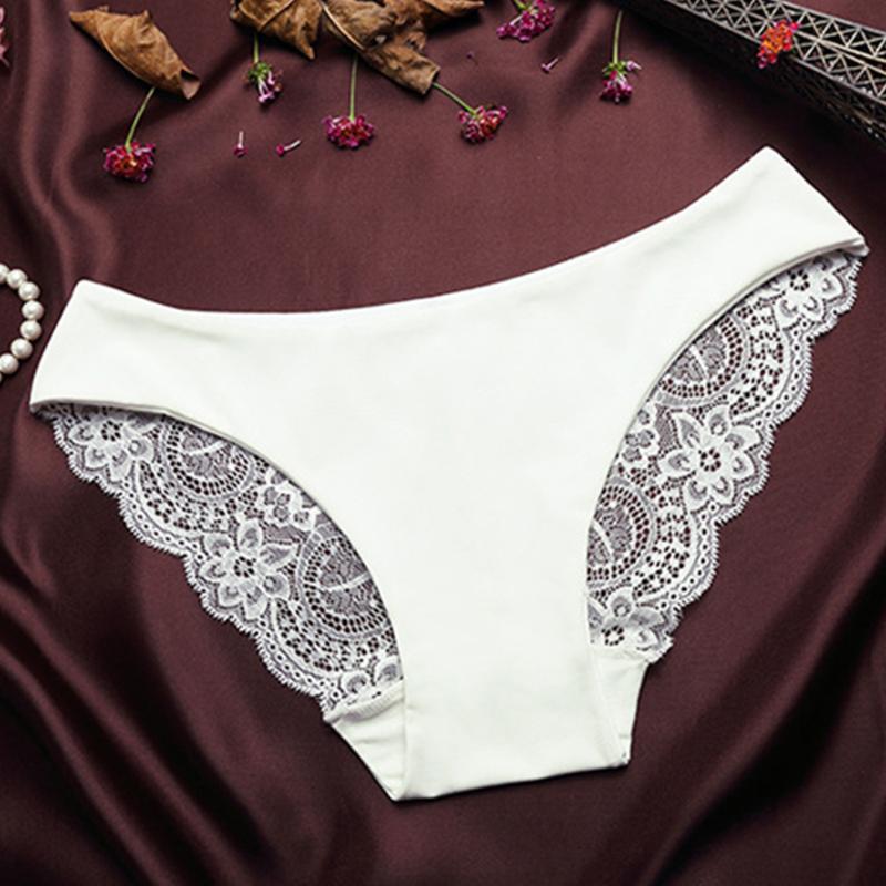 

Women's Panties KLV 1pc Women Seamless Lace Underpants Lingerie Briefs Breathable Soft Underwear Wine Red/black/white, As picture