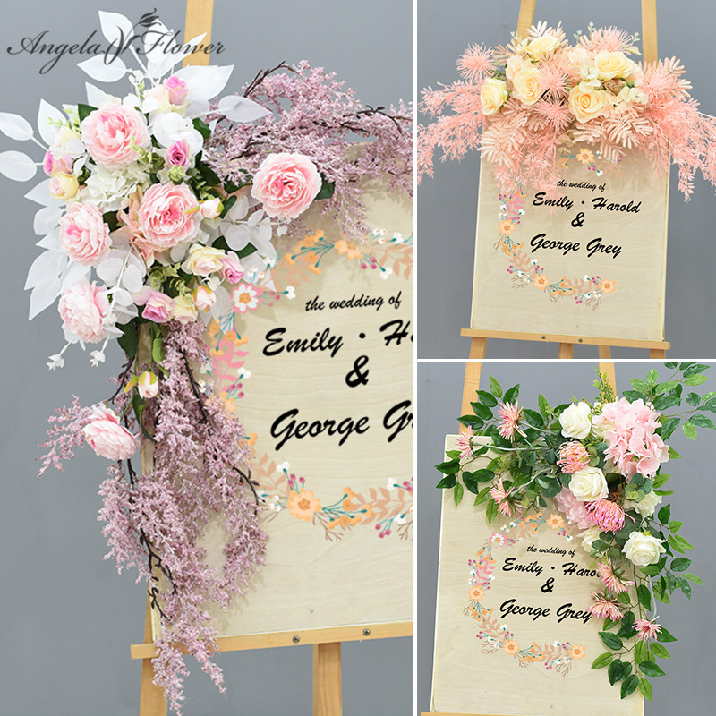 

Wedding decor road ead artificia fower row wecome sign creative photography props home door corner DIY fower garand wreath, 01