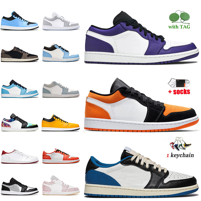 

Basketball Shoes NIK Air Jordan 1 Low Trainers Retro Court Purple University Blue Laser Orange Fragment Travis Scott AJ Jorden Sneakers Spor