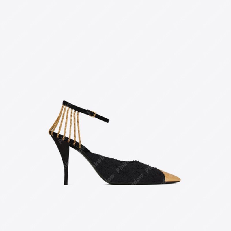 

SLING CHAIN PUMPS Dress Shoes Women Pumps High Heel Slingback Sandal Designer Shoes Mid Heels Sandales BOUCLÉ TWEED Lady Espadrille 2112023L, Ship by dhl