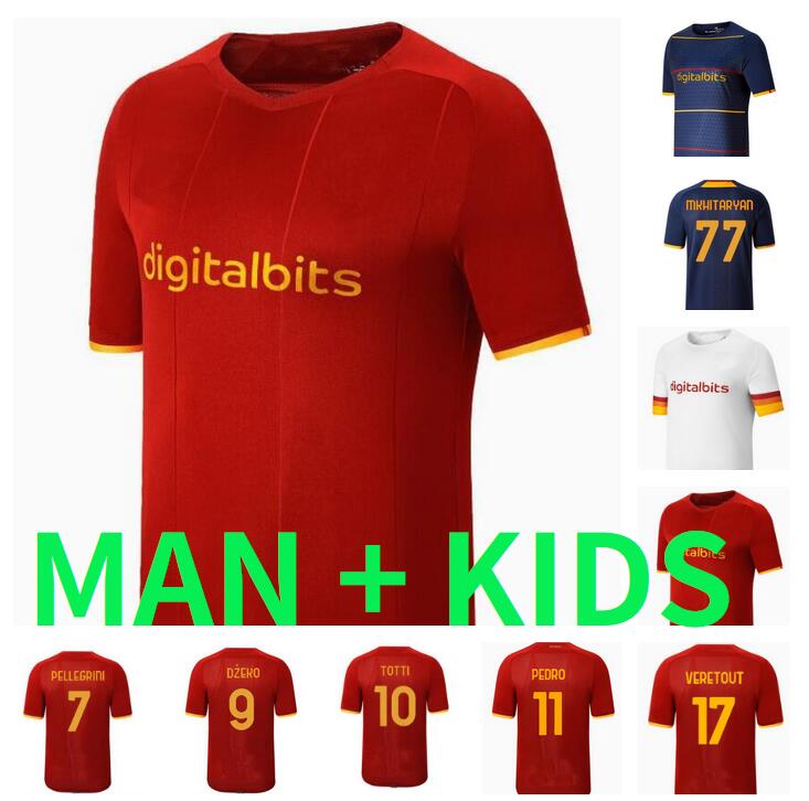 

2021 2022 roma Soccer jersey ZANIOLO Abraham rome PASTORE KLUIVERT KOLAROV TOTTI AS football shirt 21 22 Men + Kids kit uniforms maillot foot top