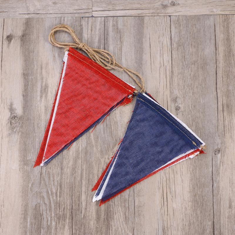

Party Decoration Fourth Of July Bunting Banner Burlap Hanging Pennant Garland National Day (Red Blue White)