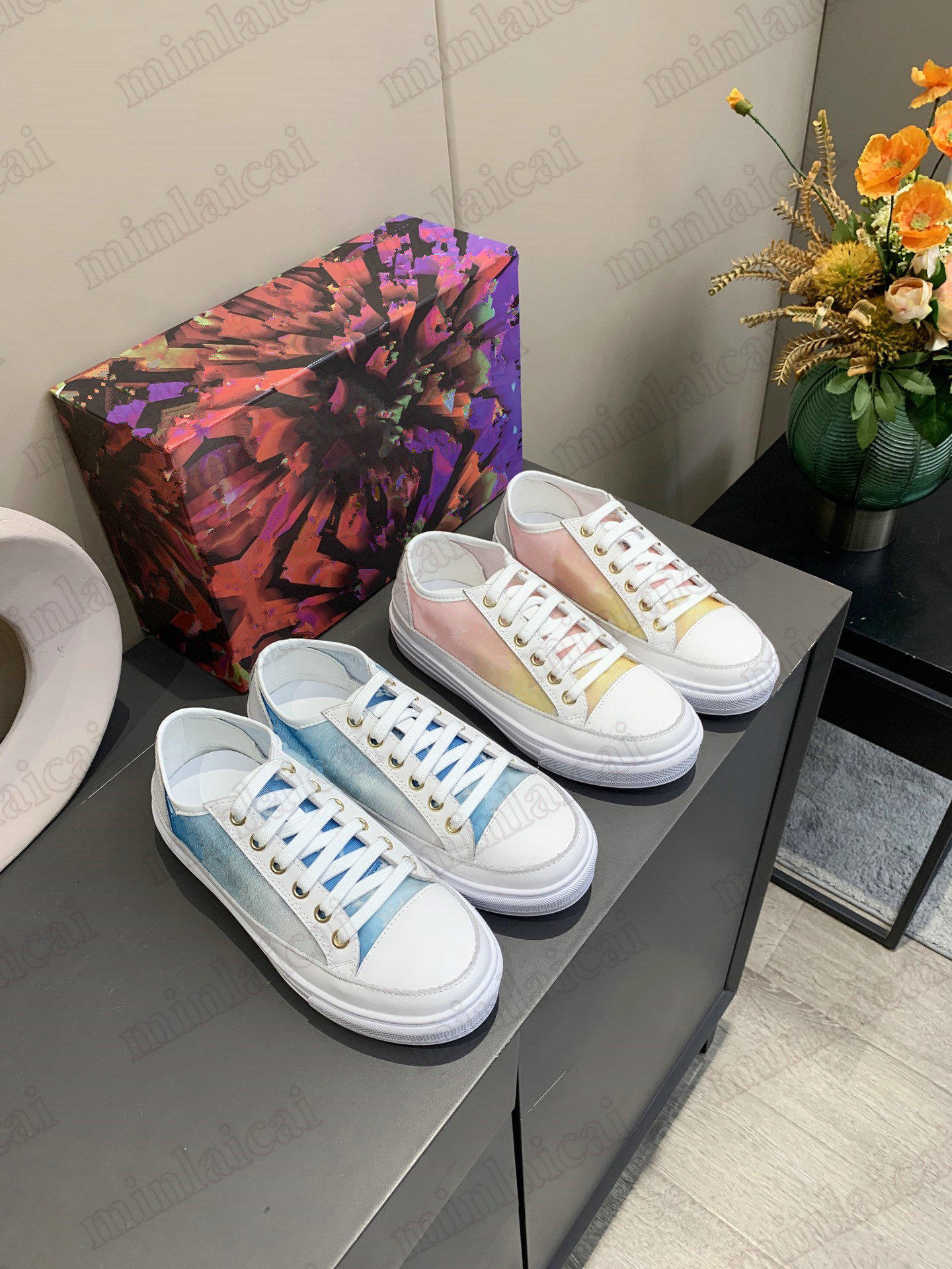 

STELLAR Sneakers Women Designer Mesh Leather Shoes Monograms Pattern Gradient Color Effect Trainer Runner Sneaker Rubber Outsole, Otherscustomize