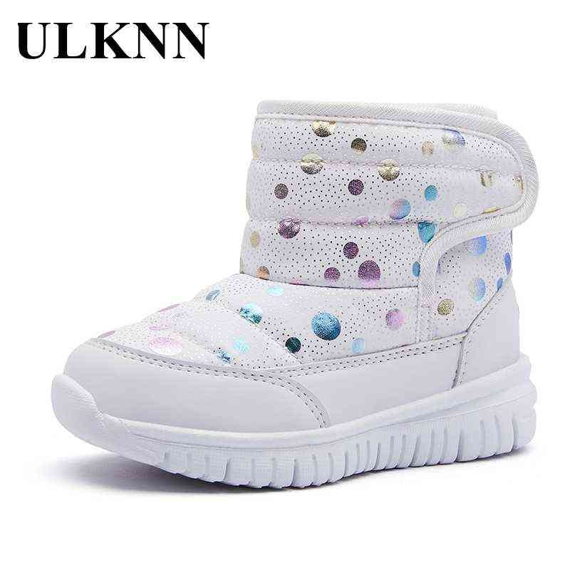 

ULKNN Cotton-Padded Shoes For Children Kids Snow Boots Style Plus Velvet Baby Girls' Winter Warm Comfortable Footwears 211108, Pink