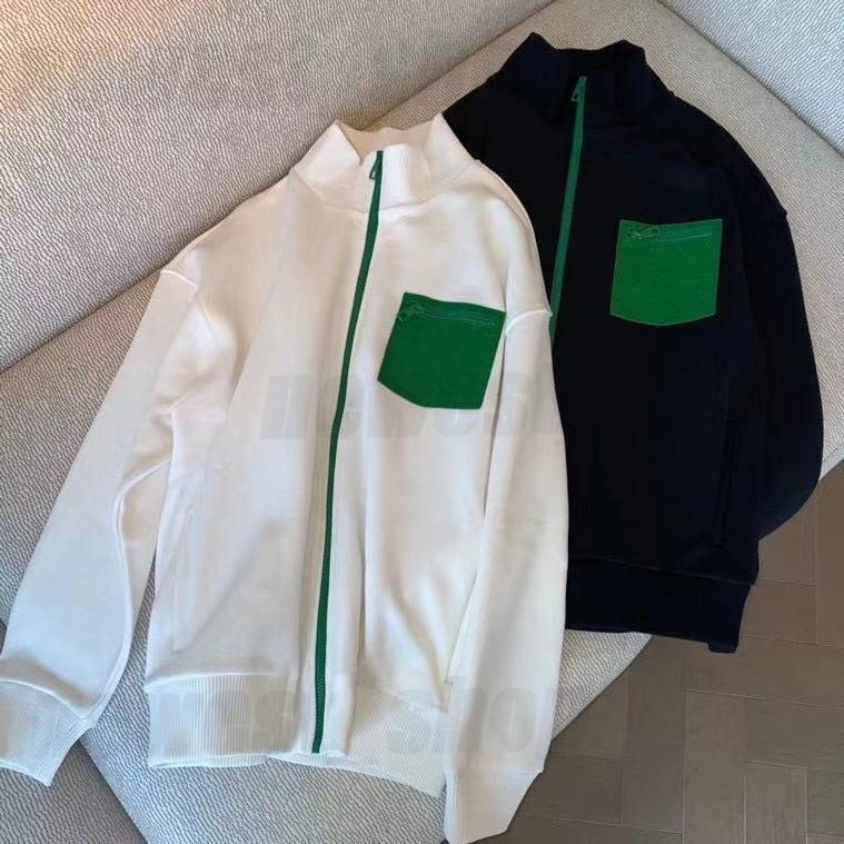 

Designer Luxury Mens hoodies clothing classic geometry green leather pocket zipper long sleeve cardigan streetwear 100% cotton Casual womens Sweatshirt, White
