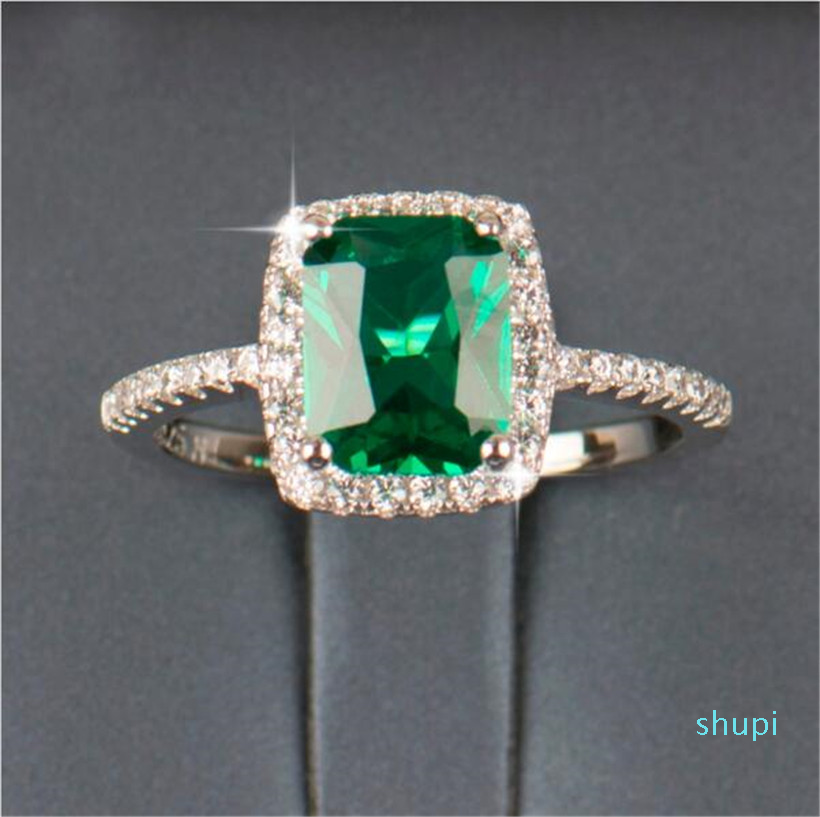 

Big Promotion 3ct Real 925 Silver Ring SWA Element Diamond Emerald Gemstone Rings For Women Wholesale Wedding Engagement Jewelry New