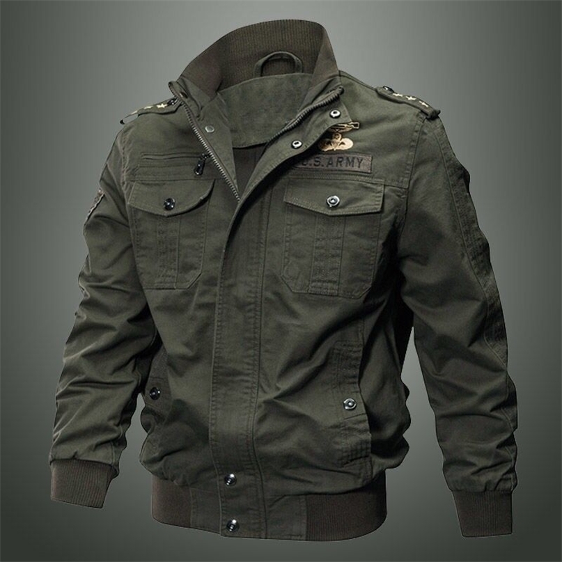 

Autumn And Winter Men's Multi Pocket Military Jacket Pure Cotton Casual Work Large Loose Special Forces Men 211110, 9931 black