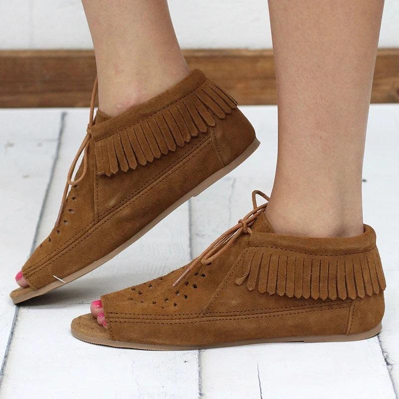 

Women Summer Beach Plus Size Flats Sandals Casual Lace Up Shoes Woman Peep Toe Gladiator Sandalias Mujer Sapato Feminino D1308, Brown