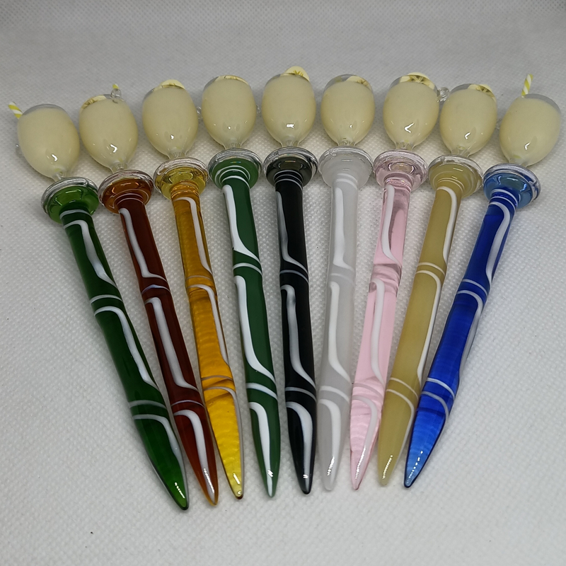 

Glass Wax Dab Tool Smoking Colorful Lemon Cocktail Shape Beautiful Dabber Dabbing For Waxes Tobacco Banger Nails Rig Bong Water Pipe