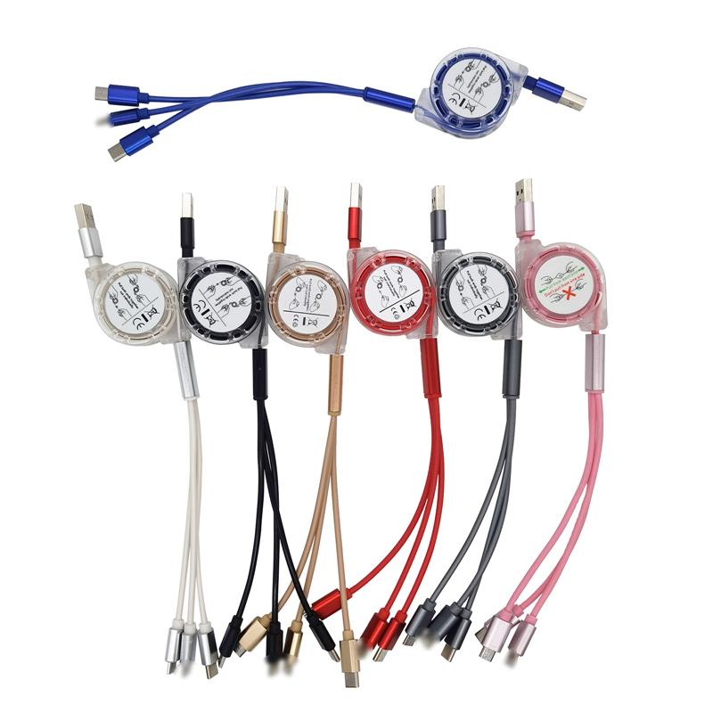 

Cell Phone Cables goophone xiaomi iPhone Connector Supply Mirco-USB type-C three in one charger electric current 3.1A It can be charged at t