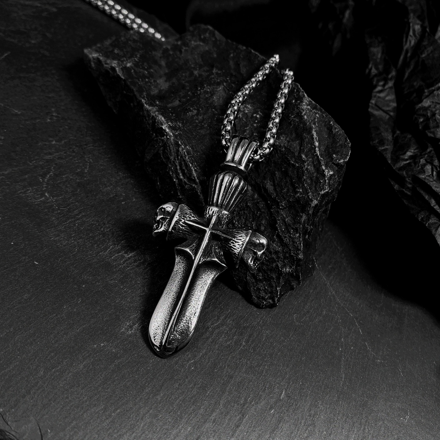 

cross chain necklaces pendants for mens sliver stainless steel choker skull hip pop tag jewelrys to boys loves gifts gx1870, Silver