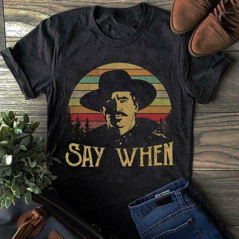 

Men's T-Shirts Tombstone Say When Vintage T-Shirt Dark Heather Cotton Men S-5XL US Supplier Tee Shirt For Youth Middle-age The Old, We