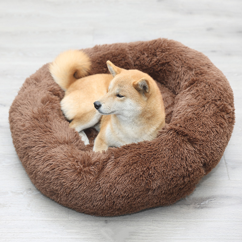 

er Soft Dog Bed Push Cat Mat Dog Beds For arge Dogs Bed House Round Cushion Pet Product Accessories Dropshipping, A wine red