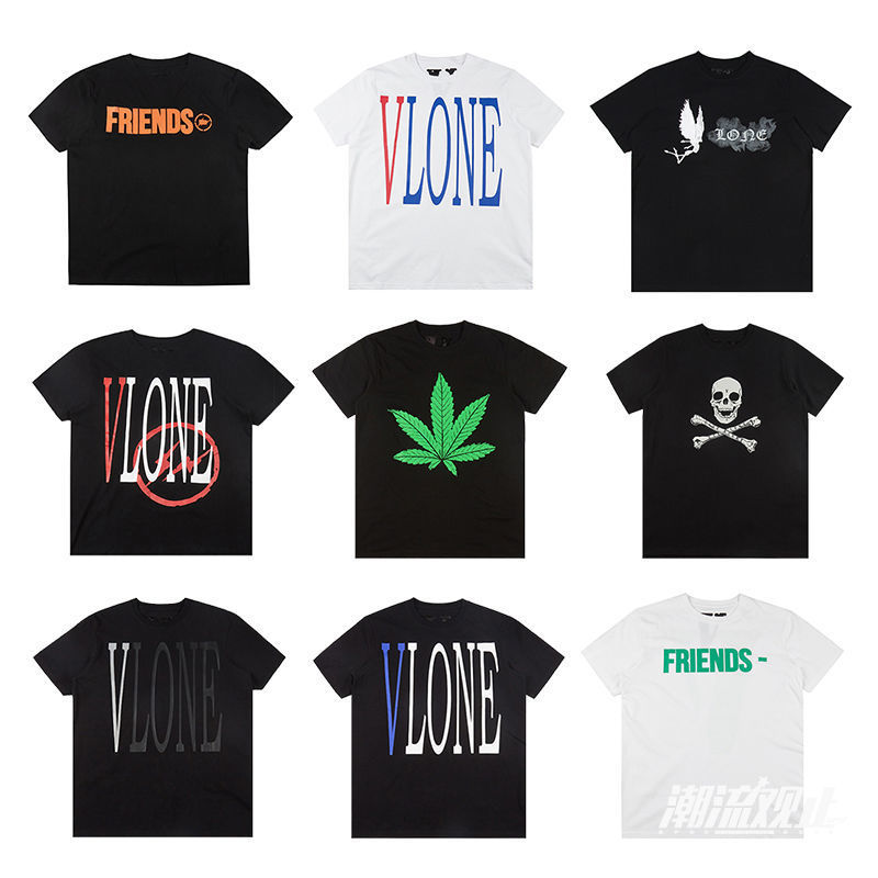 

reflective Vlone big V smoke Angel friends short sleeve T-shirt, White;black