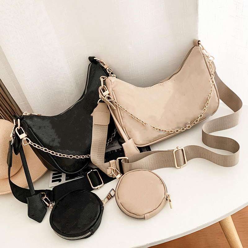 

Hot luxury bag for woman handbag embossed flower Letters Designer Shoulder Gold Chain set Crossbody Bag brown black Round shape mini sport