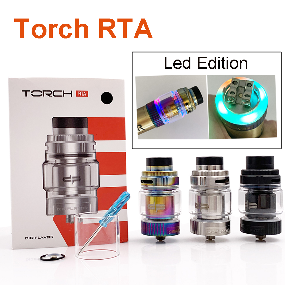 

TORCH RTA Atomizer Tank 5.5ML Resin 810 Drip Tips Build Single Dual Coil With RGB Breathing Light