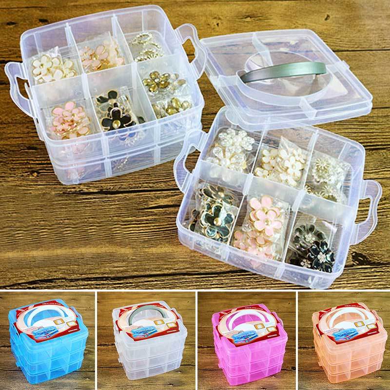 Three Layers Beads Crafts Cosmetics Storage Holder Detachable Multifunction Desktop Storage Box Portable Jewelry Organizer-image-690382806