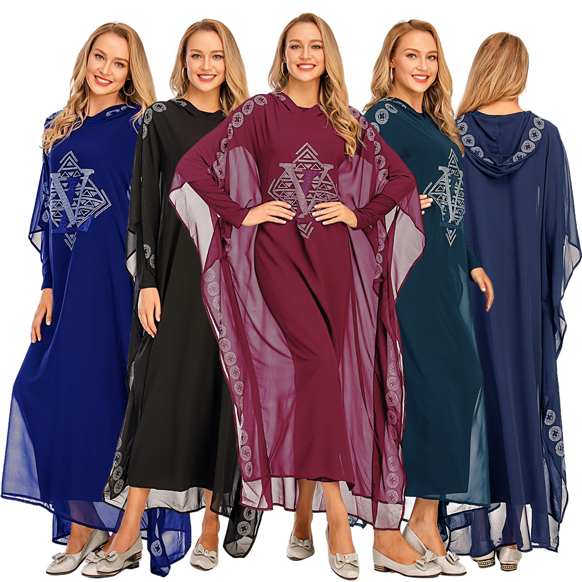 

muslim fashion maxi dresses for women dubai abaya dress turkish kaftan moroccan arabic caftan abayas vestido de moda musulmana, Red