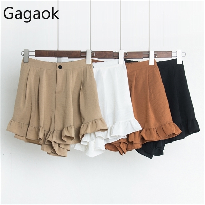 

Gagaok Women Sweet Spring Autumn Solid High Loose Students Casual Wild Simple Harajuku Female Fashion Korean Shorts 210722, Brick red