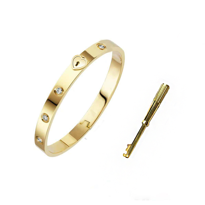 

Classic high quality gold bangle for woman luxury designer jewelry women bracelet full of steel with crystal Luxusuhr 18k men bracelets chain
