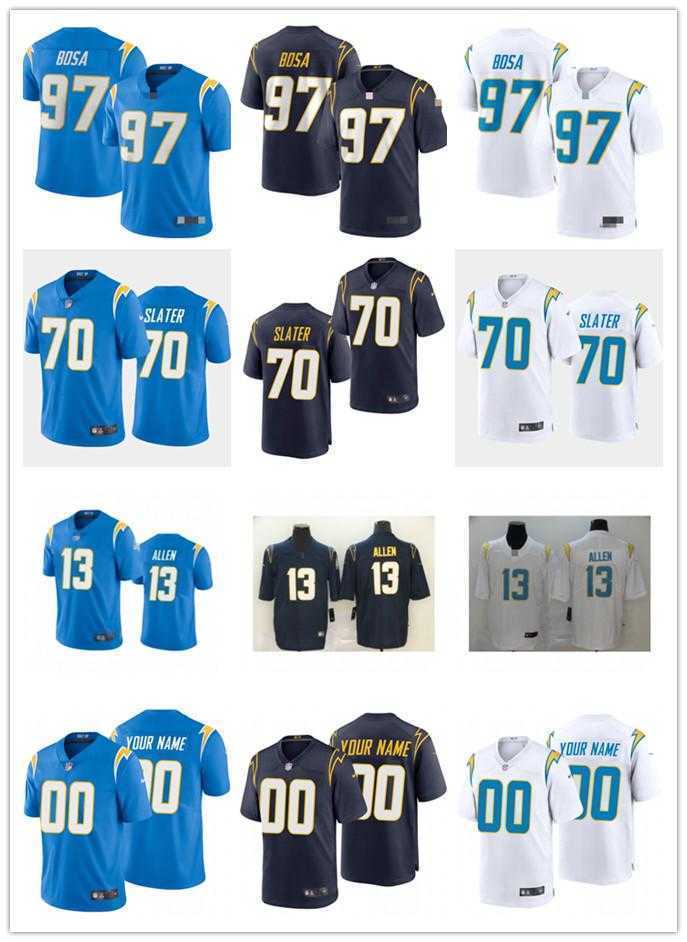 

Mens Womens Youth Los Angeles''Chargers''97 Joey Bosa 70 Rashawn Slater 13 Keenan Allen White navy blue customs Football Jersey, Black;red