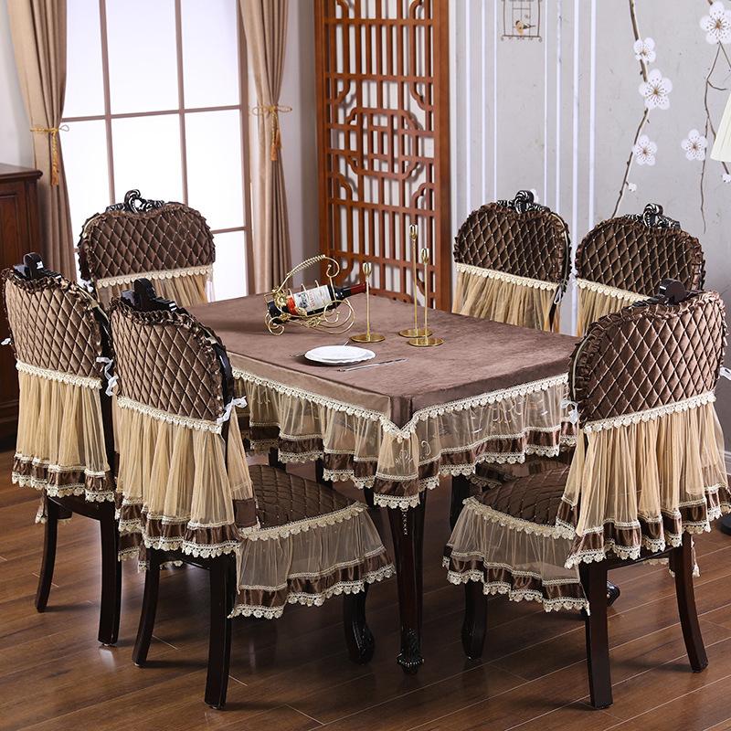 

Chair Covers European Garden Cushion Cover Tablecloth Lace Embroidered Dining Table Cloth Flower Peony Wedding Home Textile