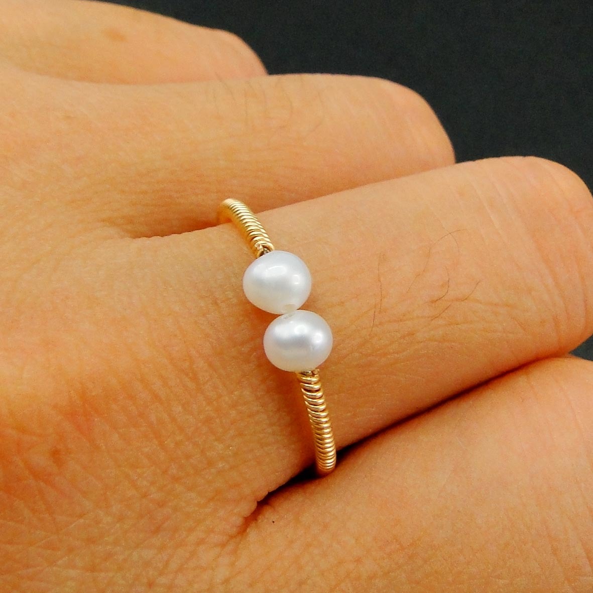 

Selling 14K Gold Roll Jewelry Freshwater Pearl Open Size Ring Women's Ring For Engagement / Party / Birthday / Gift 210524