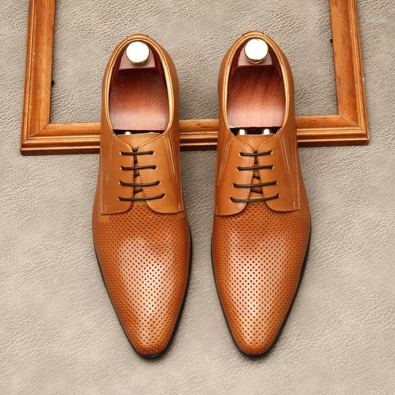 

Large Size EUR45 Hollow Carved Black Summer Black/ Brown Business Shoes Genuine Leather Dress Mens Wedding