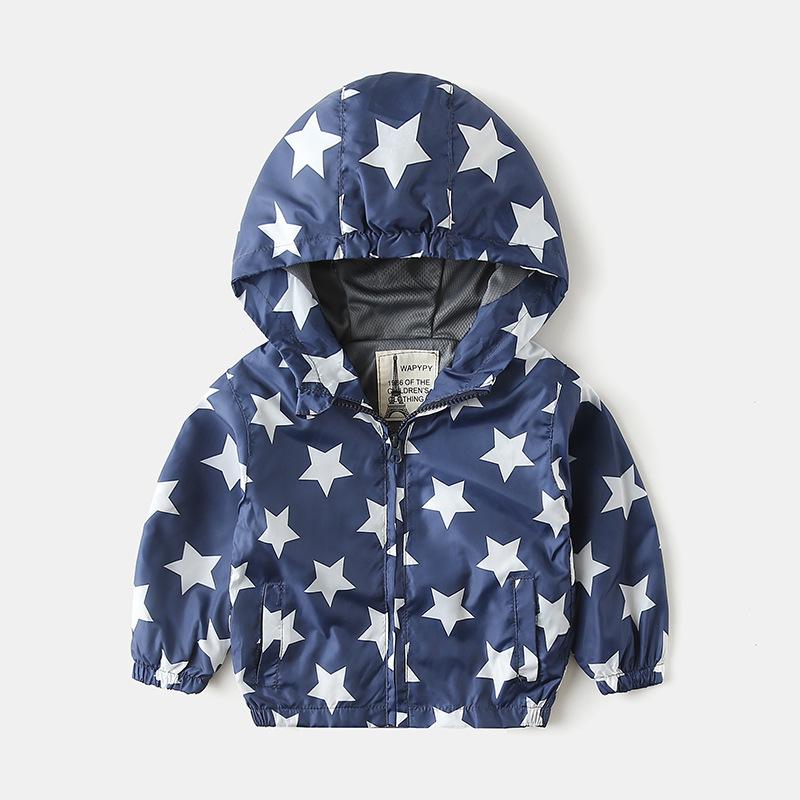 

Jackets Abrigo Con Capucha Para NiÃ±os, Chaqueta Estampado De Estrellas Camuflaje, Cortavientos Cremallera, Novedad,, Blue;gray
