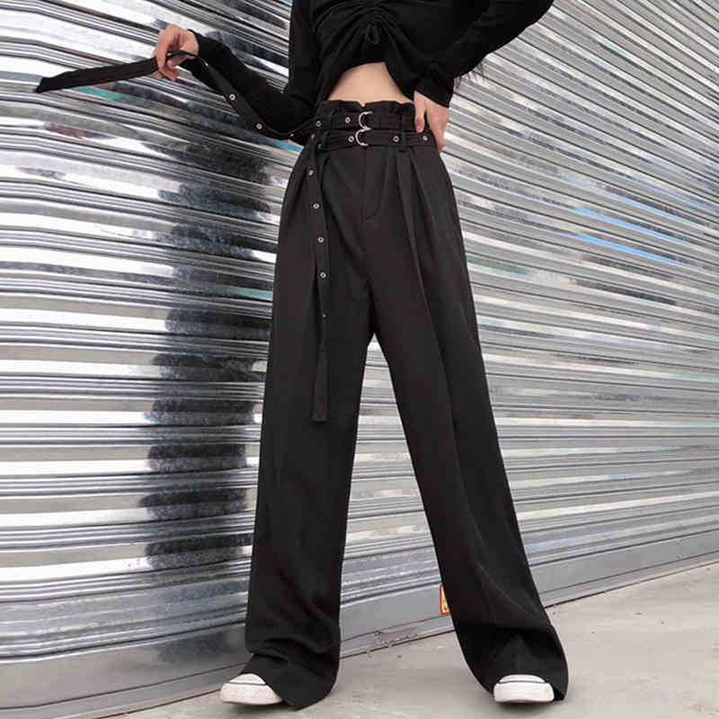 

Streetwear Cargo Straight Pants Ladies Korean Loose Legged Wide leg High Waist Casual Black Baggy Harajuku Pantalon Femme 210517