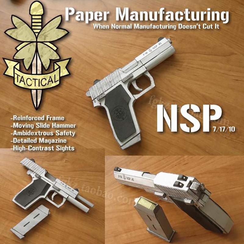 

NSP Pistol Toy Gun Fine Structure Model Scale 1: 1 DIY Handmade Paper Craft Casual Puzzle Decoration For Kids Adults Gifts