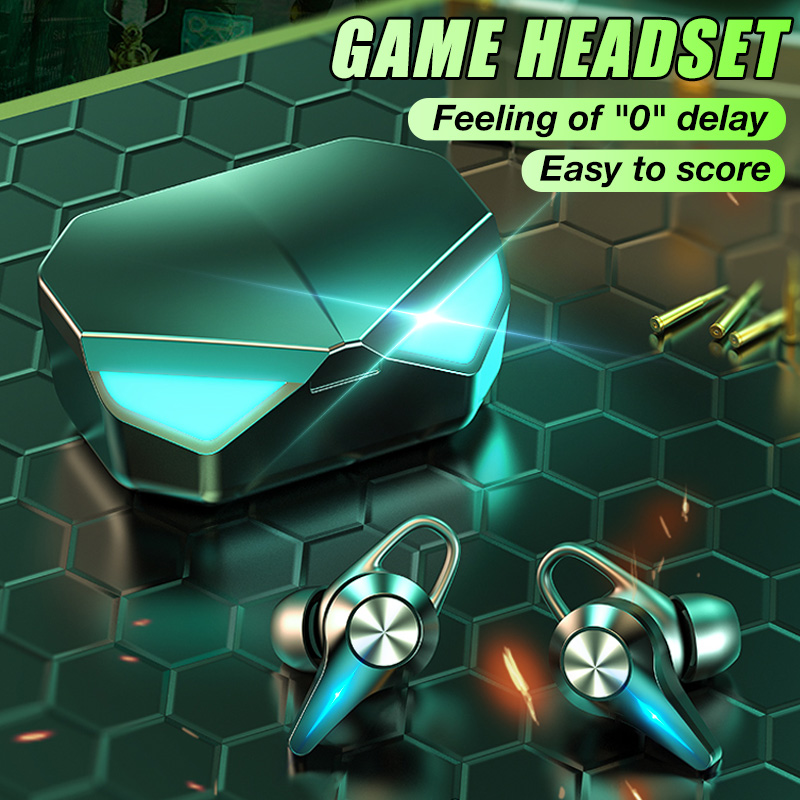 

TWS Bluetooth Earphones Gaming Headset No Delay 9D Hifi Stereo Wireless Headphones LED Light Noise Cancelling Headsets Gamer